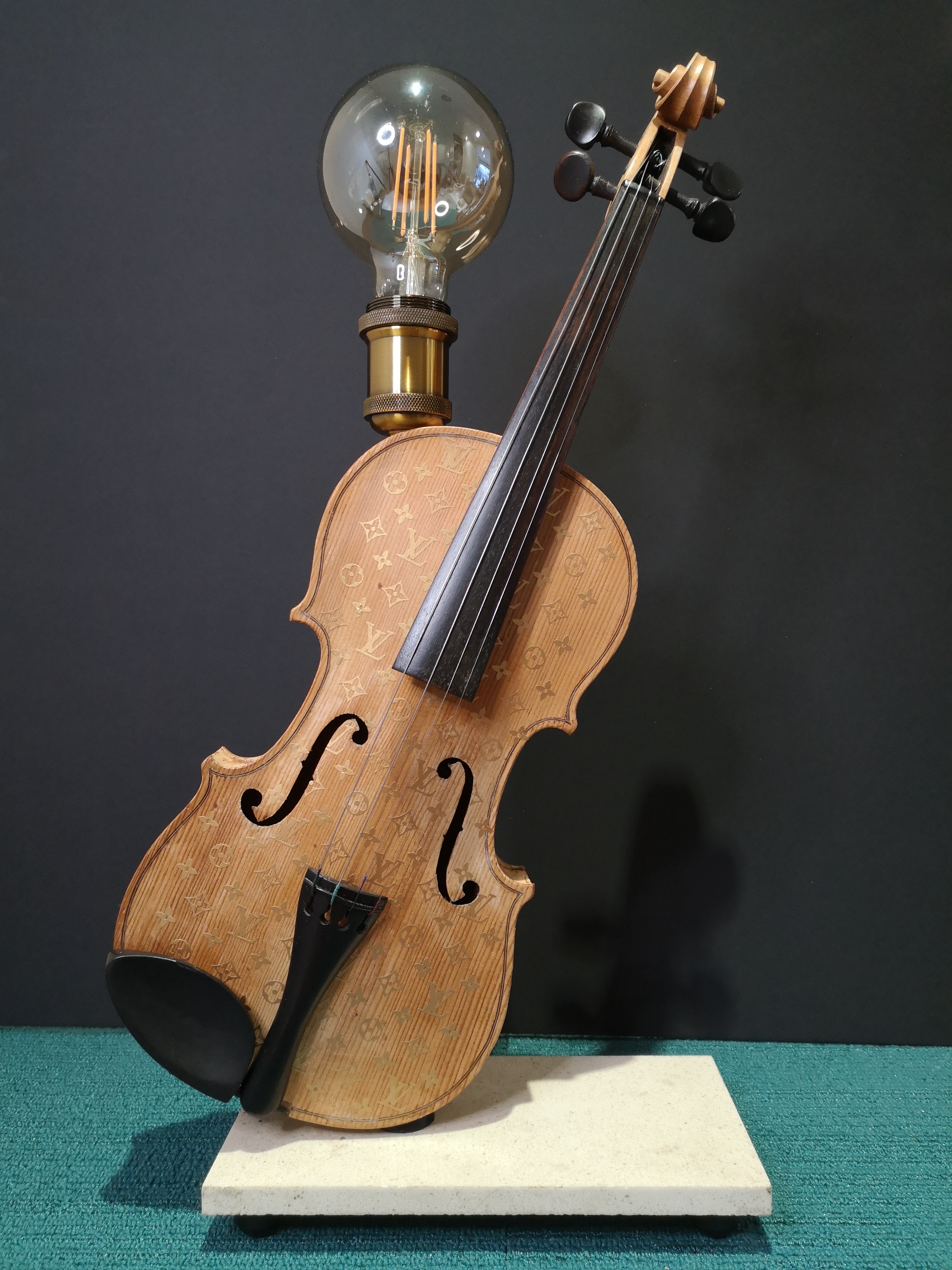 Violin lamp inspired by Louis Vuitton
