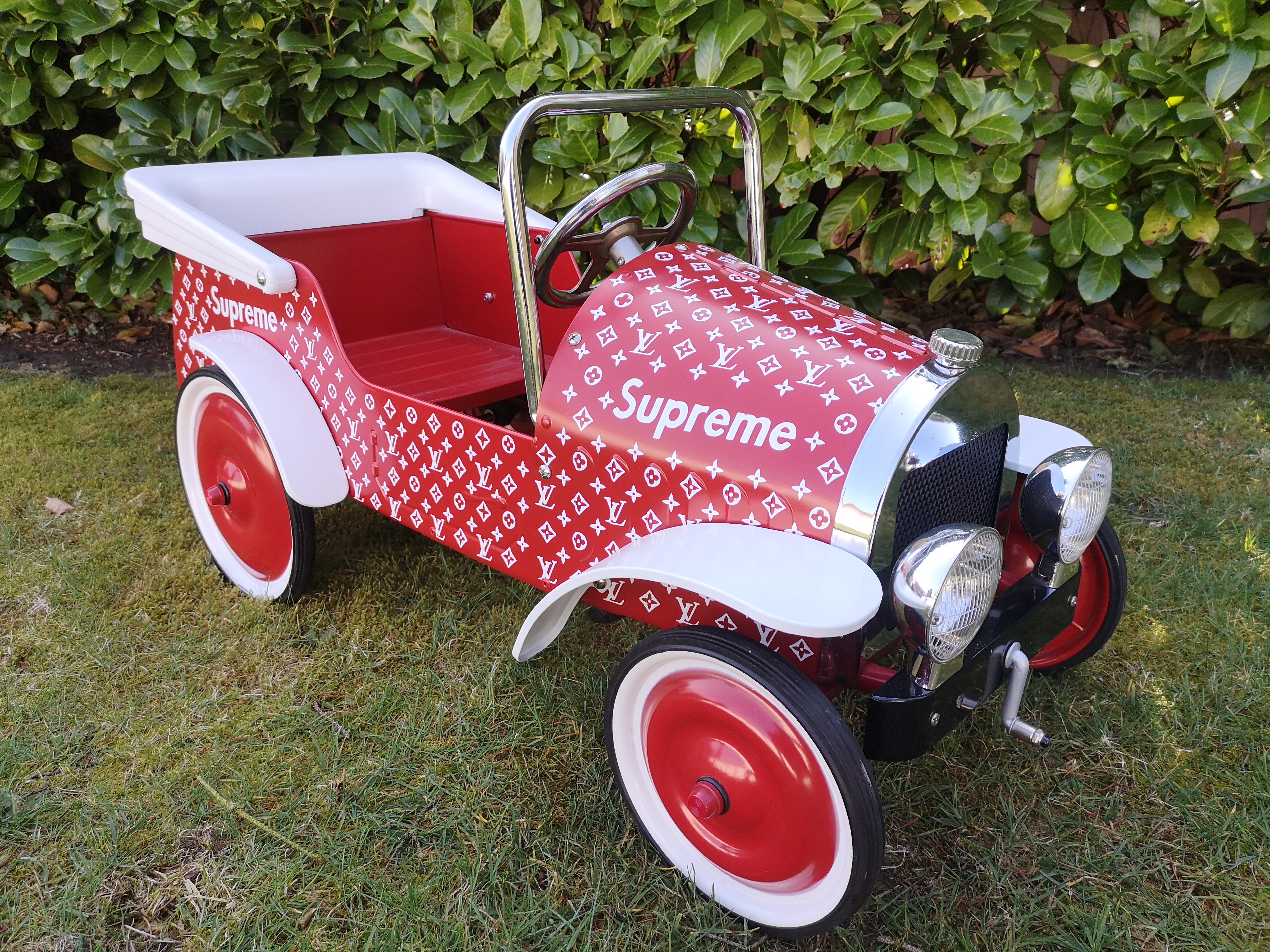 Vintage pedal car inspired by Louis Vuitton & Supreme